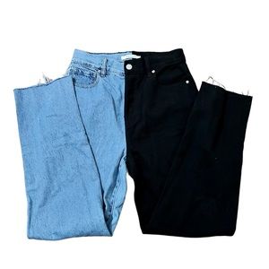 PacSun Eco Black Two-Tone High Waisted Straight Leg Jeans
